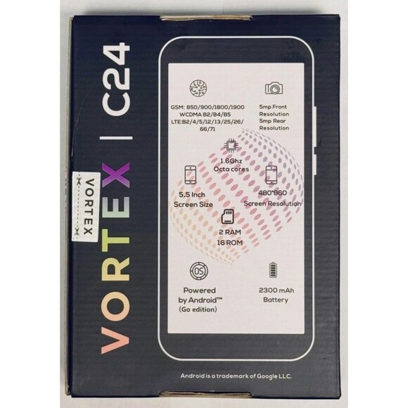Vortex C24 Cellular 5.5” 16GB Unlocked-White 4G LTE NEW-Android 14 OctaCores - Picture 4 of 6